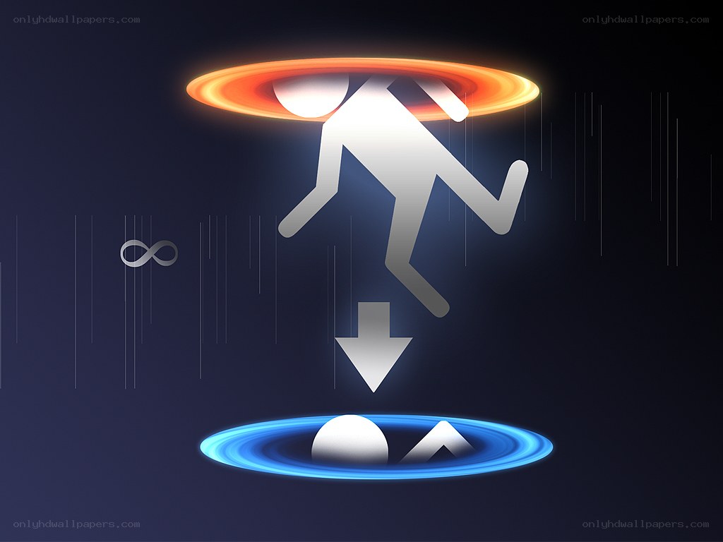 Person falling into a portal