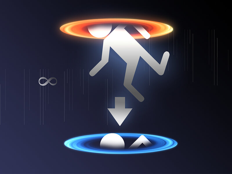 person falling into black hole