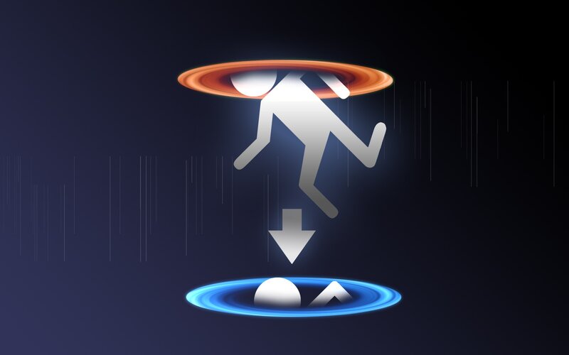 Person Falling into Portal — Blue, Dramatic, Night