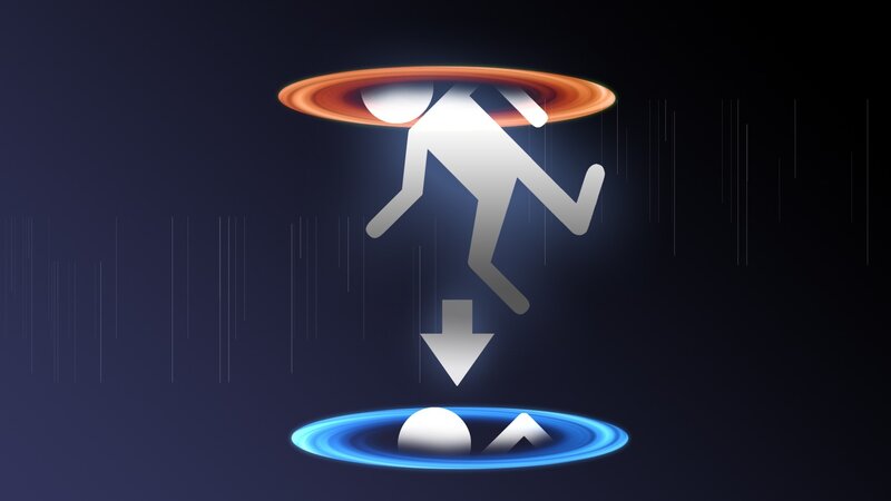 Person Falling into Portal — Blue, Dramatic