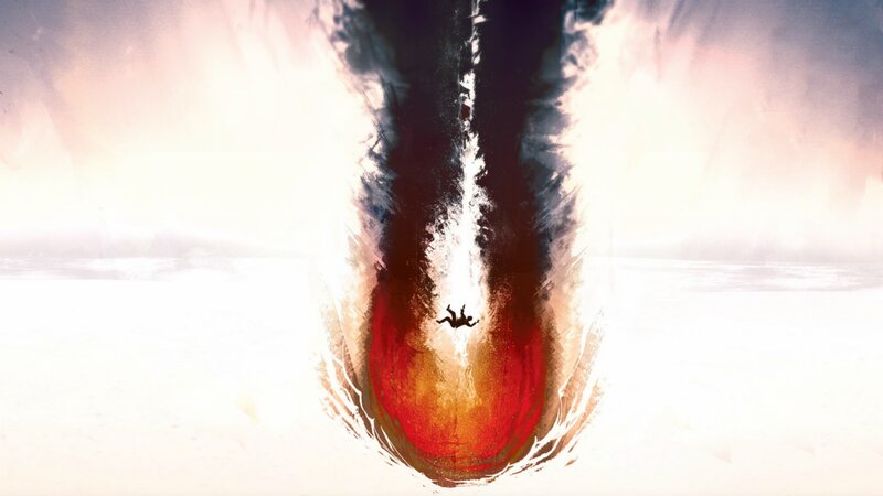 Person Falling into Vortex — Red