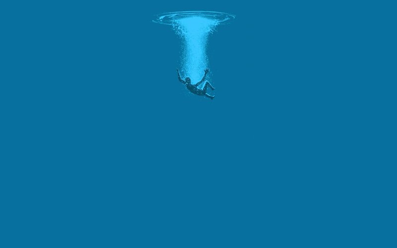 Person Falling into Water — Blue, Dramatic