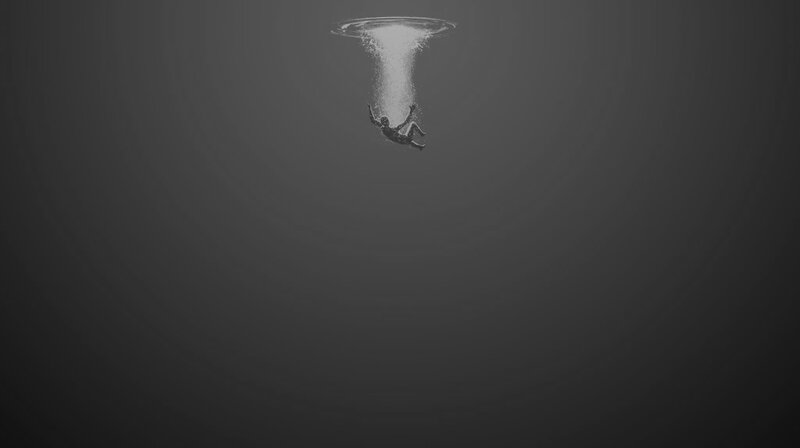 Person Falling into Water — Gray