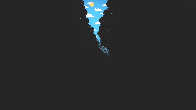 Person Falling Through Clouds — Blue
