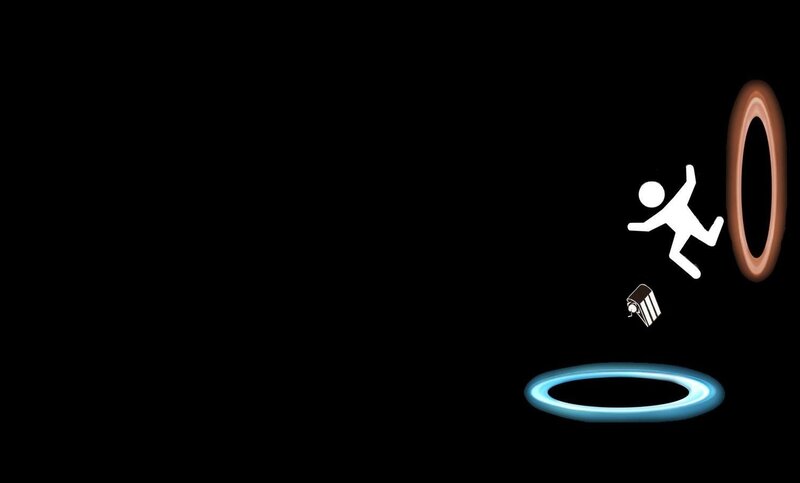 person falling through portal