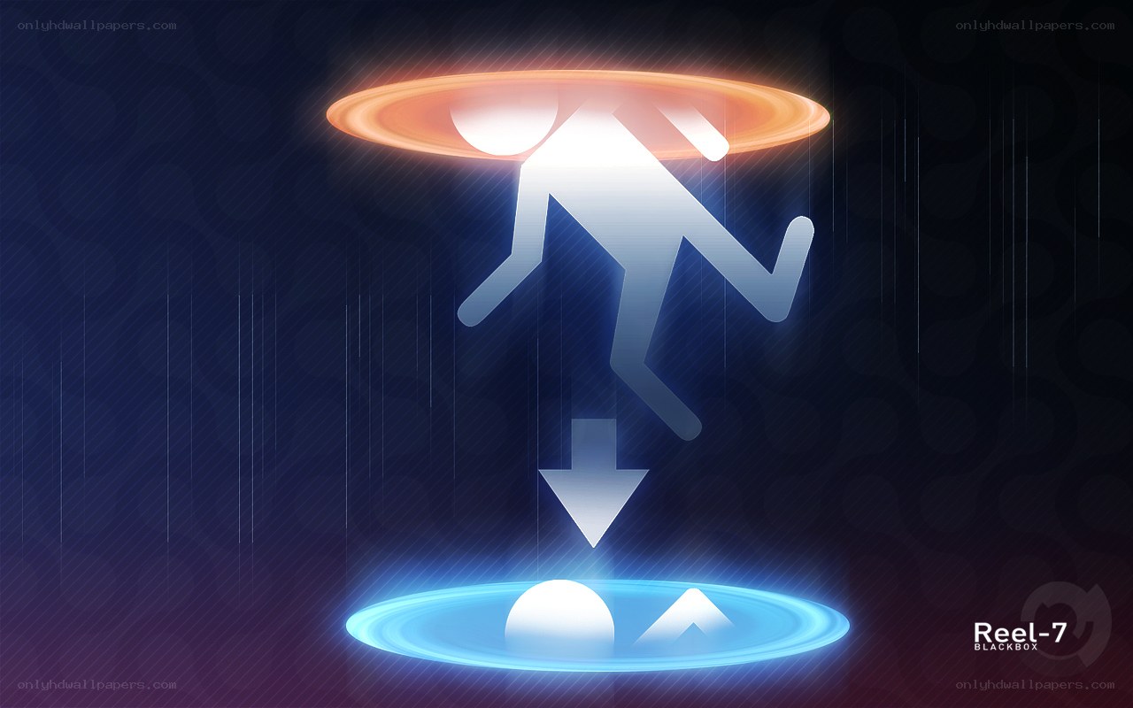 person falling through portals