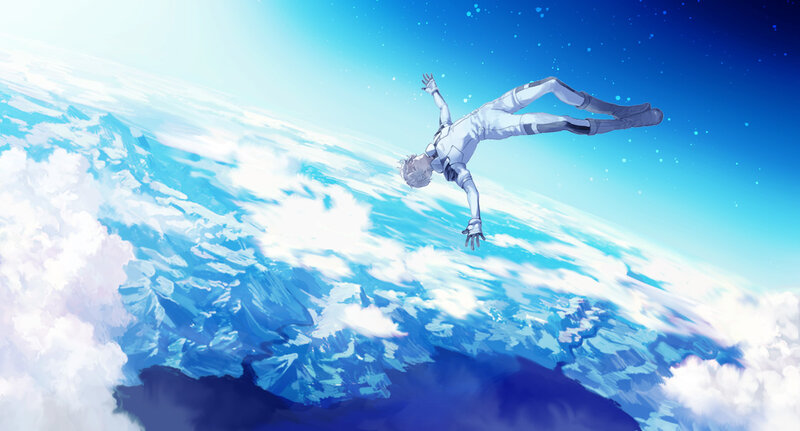 person falling through sky