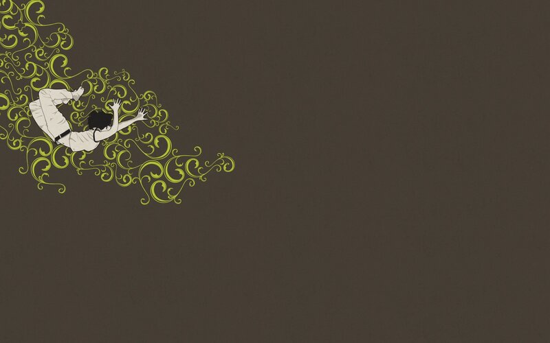 person falling through swirls