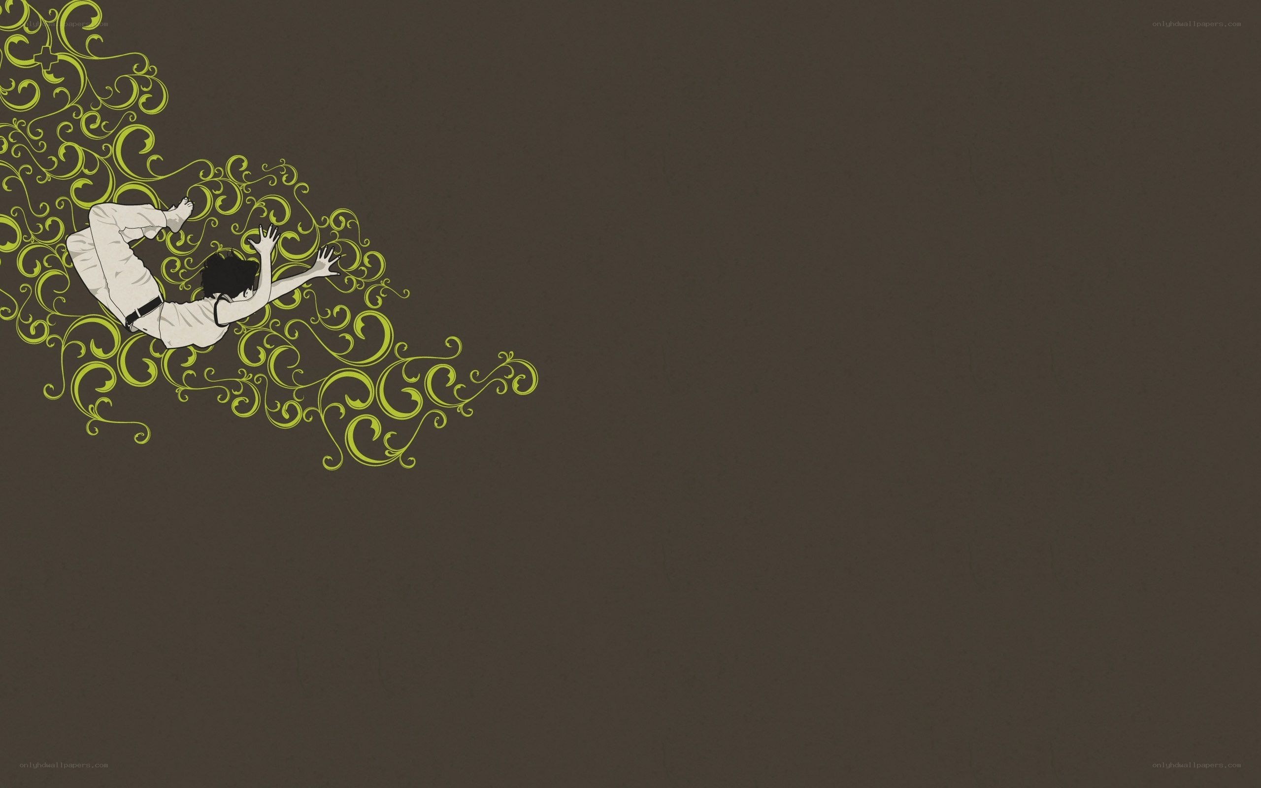 person falling through swirls