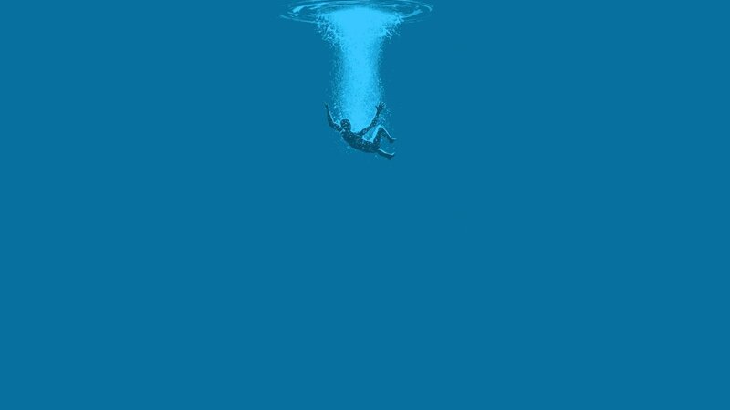Person Falling Underwater — Blue, Dramatic