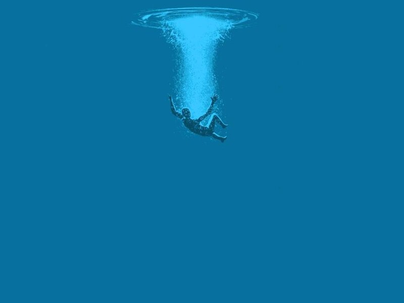 Person Falling Underwater