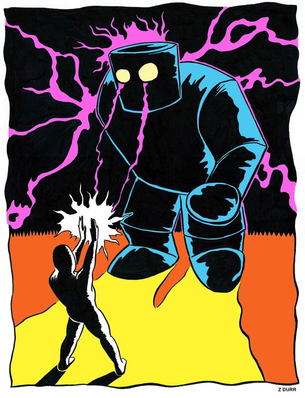 person fighting a robot