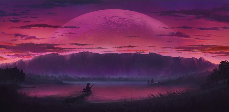 Person Fishing at Dusk