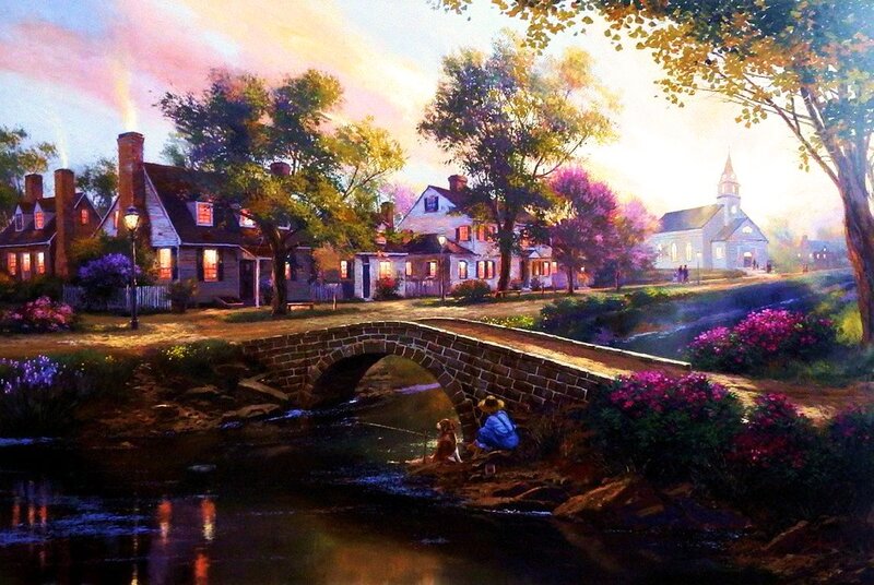 Person Fishing by Bridge