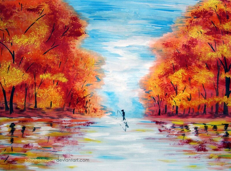 Person Fishing in Autumn