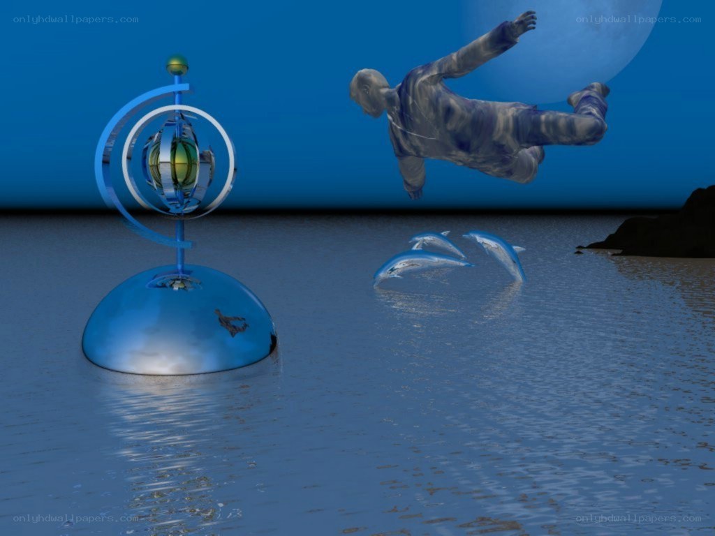 person floating above water