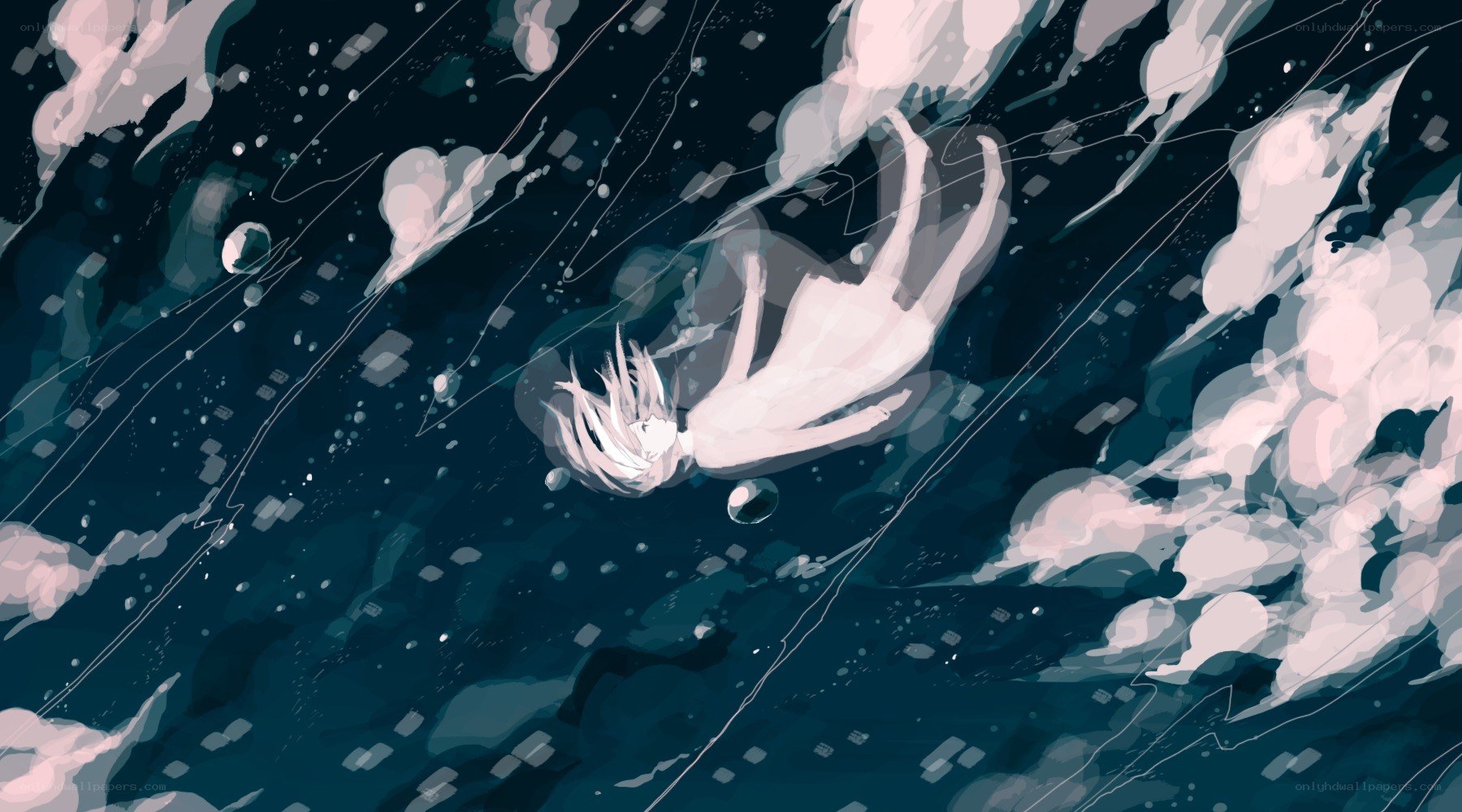 person floating in dark water