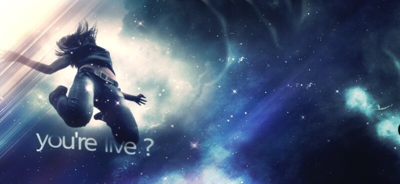 Person Floating in Space — Blue, Dramatic