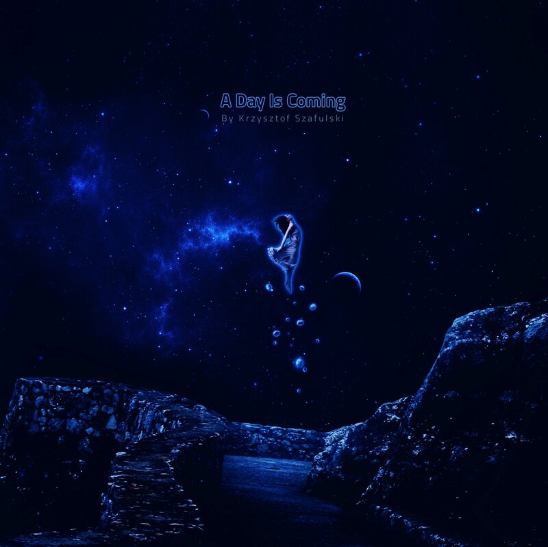 Person Floating in Space — Blue