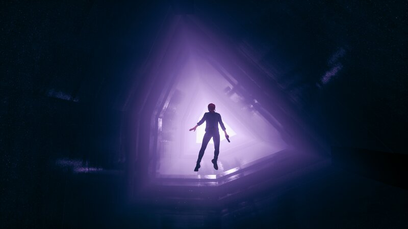 Person Floating in Tunnel