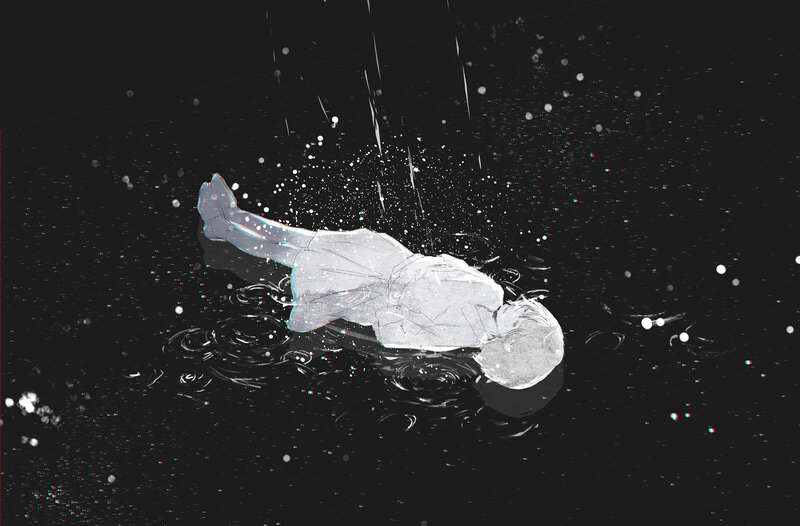 Person Floating in Water — Black, Dramatic