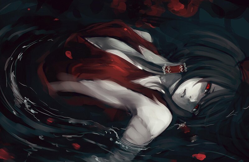 Person Floating in Water — Black