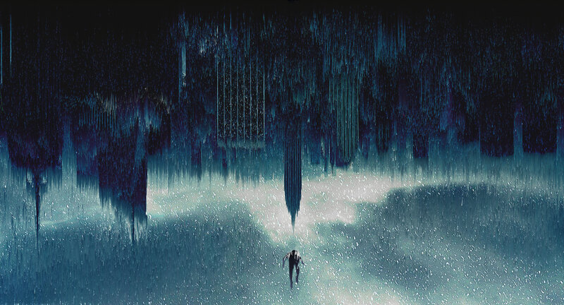 Person Floating in Water — Blue, Dramatic, Night
