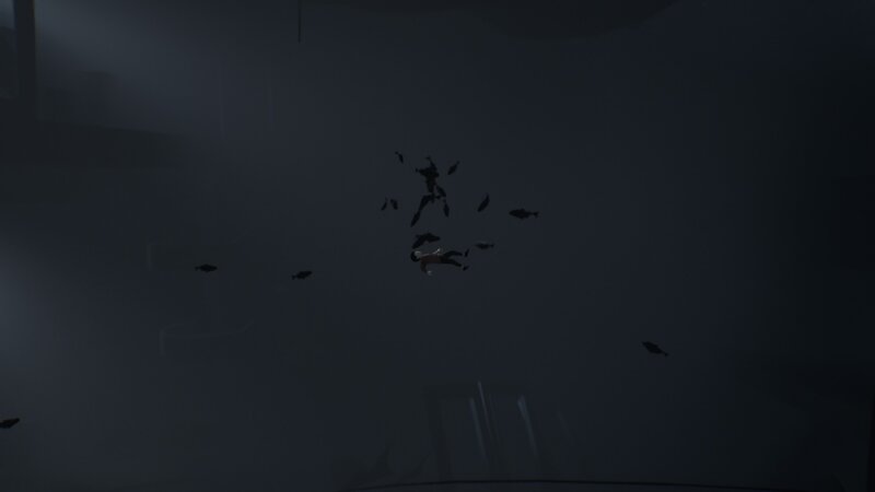 Person Floating Underwater — Black, Dark, Somber