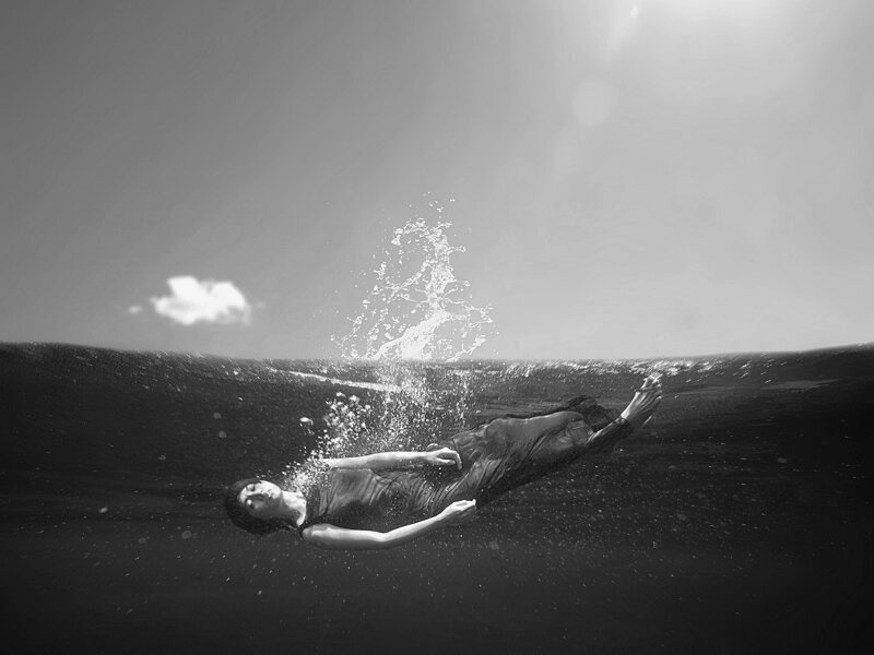 Person Floating Underwater — Black