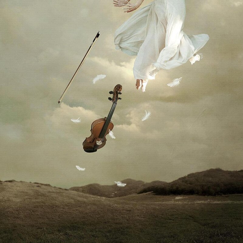Person Floating with Violin