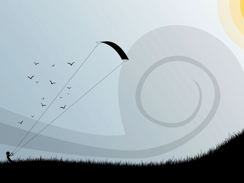 Person Flying a Kite — Black