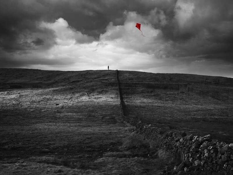 Person Flying Kite — Black