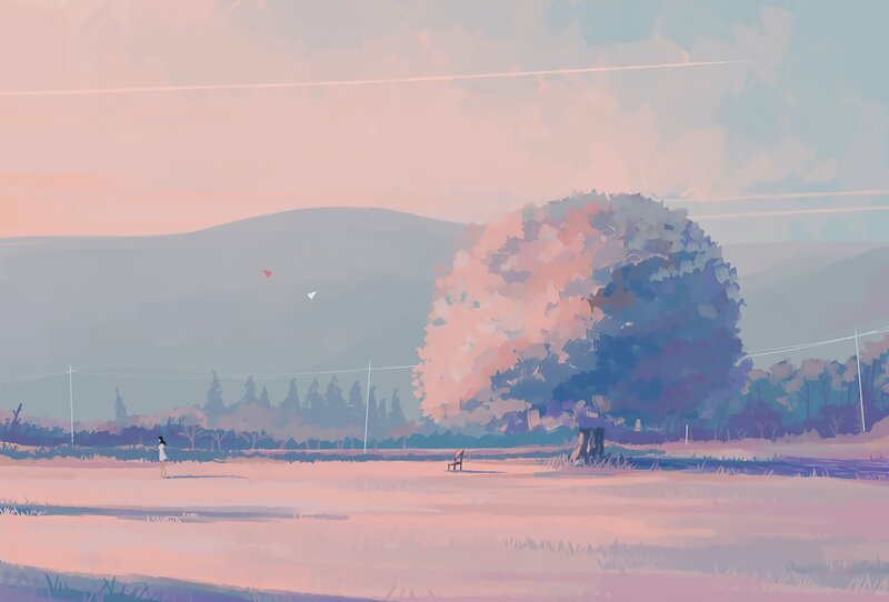 Person Flying Kite — Pink