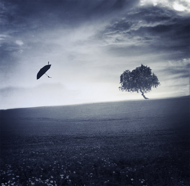 Person Flying with Umbrella