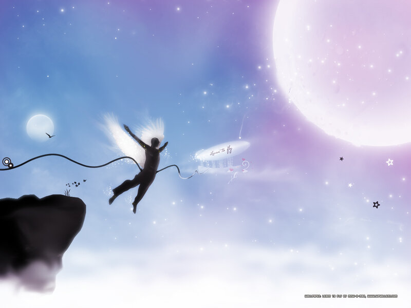 person flying with wings