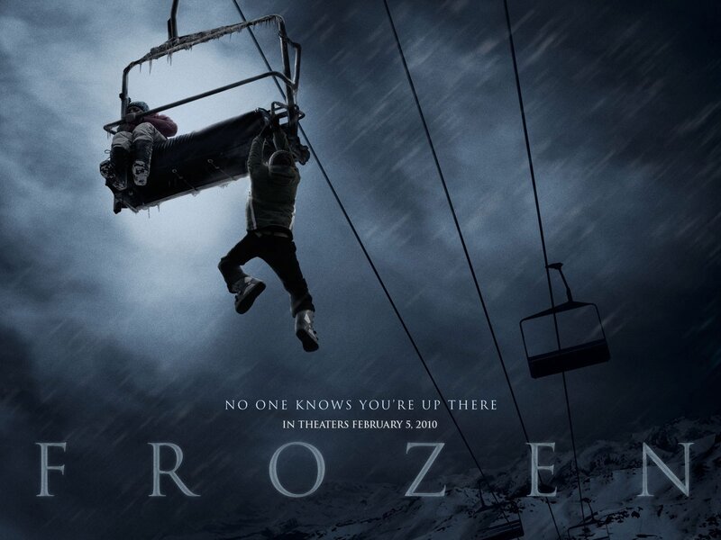 Person Hanging from Ski Lift — Gray