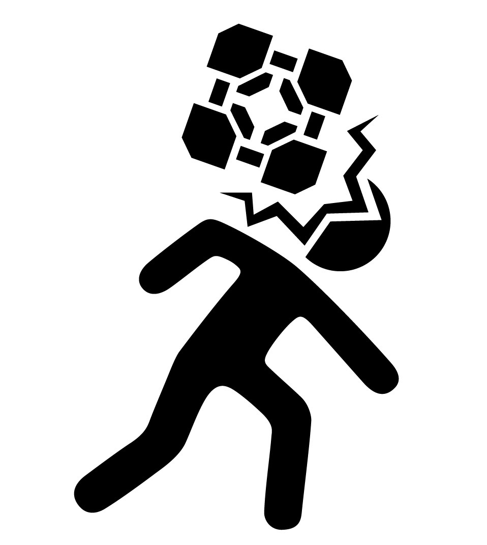 person hit by falling debris