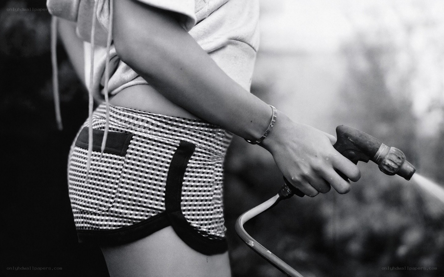 person holding a hose