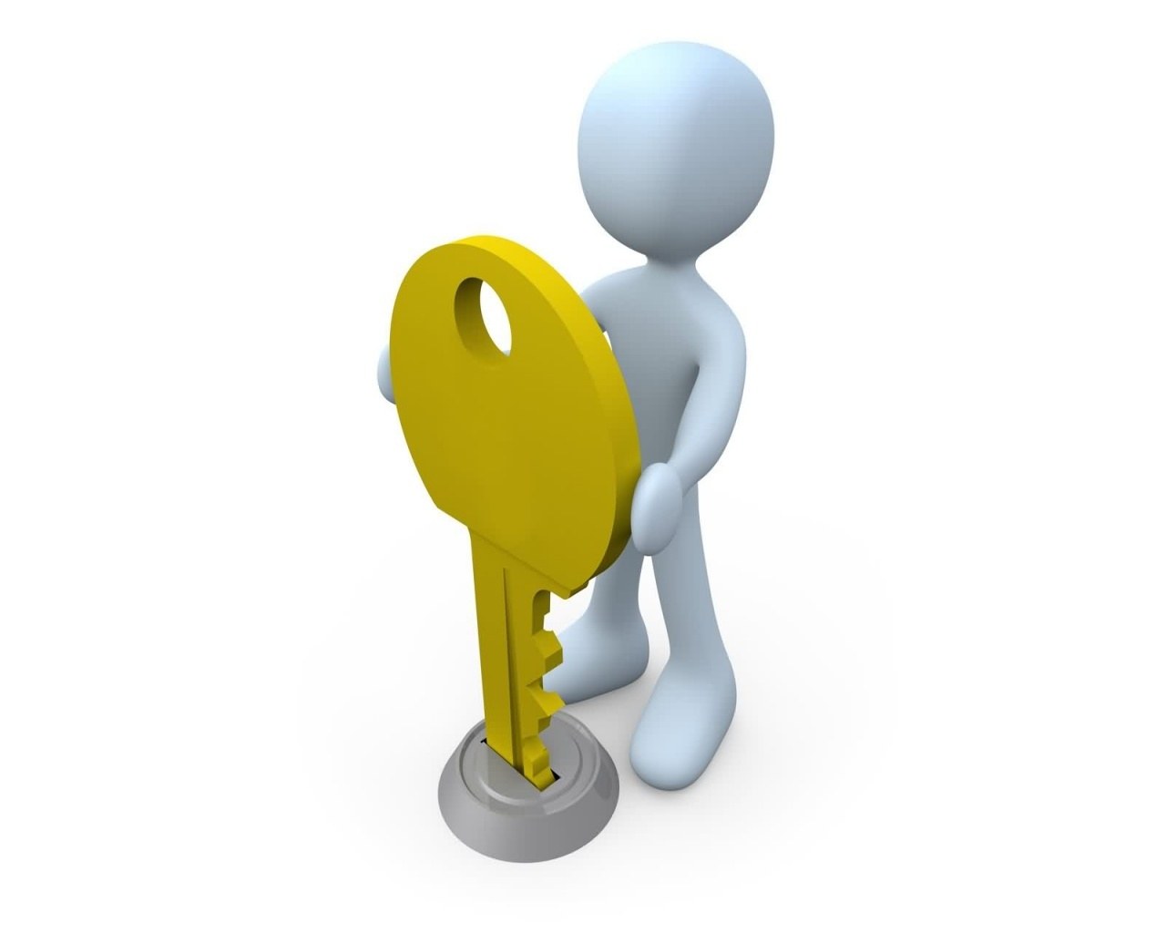 person holding a large key