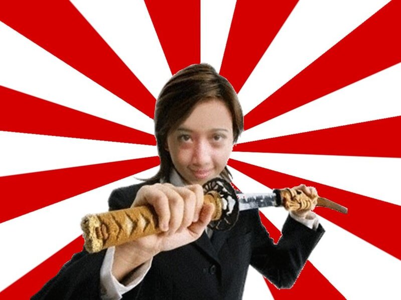 Person Holding a Sword — Red