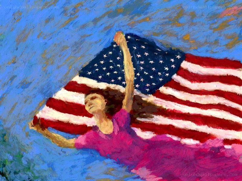 person holding american flag