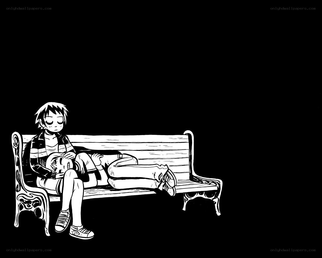Person holding another on a bench