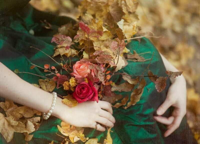 Person Holding Autumn Bouquet