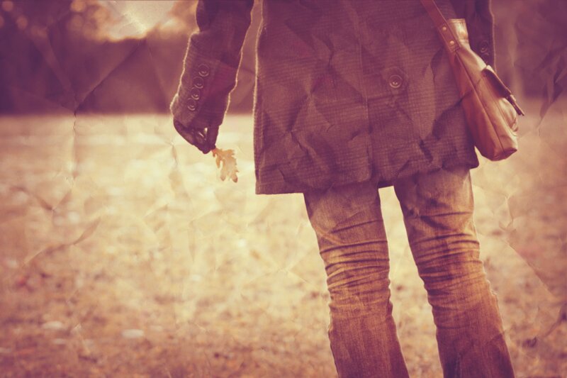 person holding autumn leaf