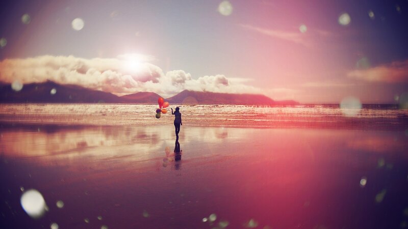 Person Holding Balloons — Pink, Serene