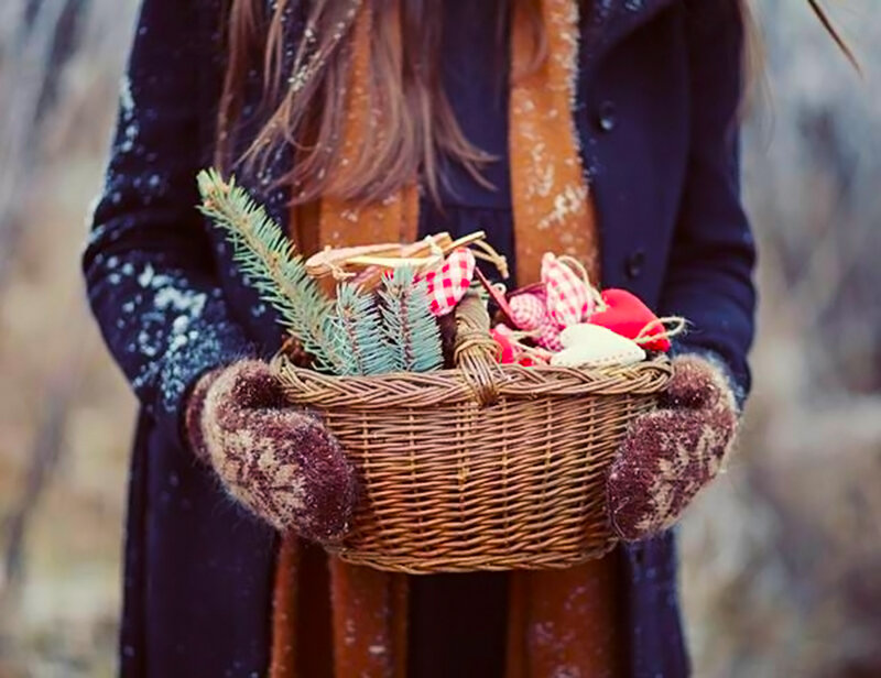 Person Holding Basket — Brown