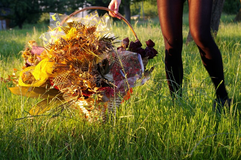 Person Holding Basket — Green