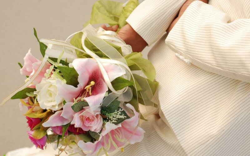 Person Holding Bouquet — Pink, Calm