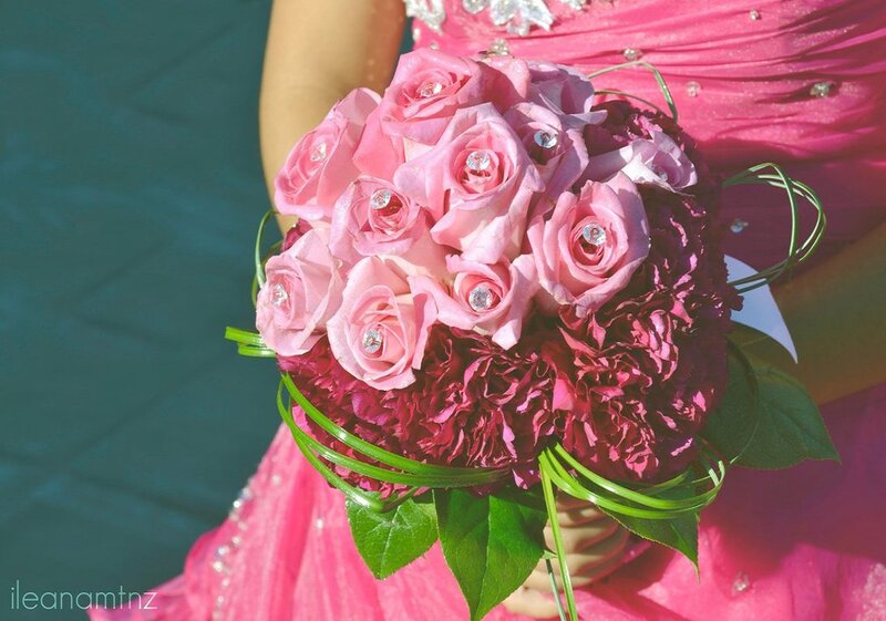Person Holding Bouquet — Pink, Festive