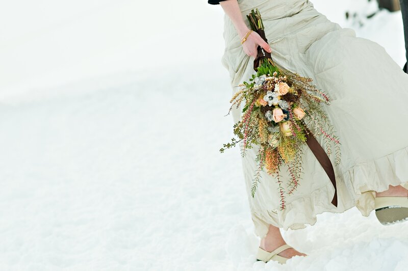 Person Holding Bouquet — White